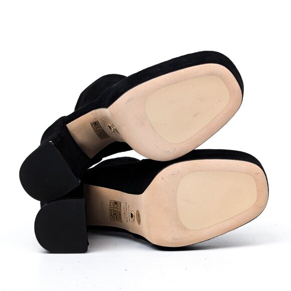 Stuart Weitzman Women Sky High Stretch Black Suede Platform Ankle Boots sz 8.5 - Picture 7 of 9